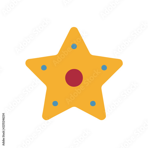 Yellow star with blue dots and red circle