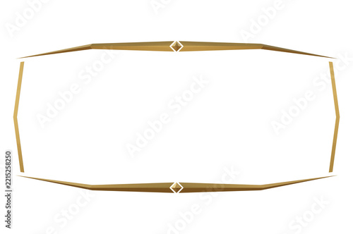 3d render of horizontal gold geometric frame with luxury metallic texture isolated on transparent background