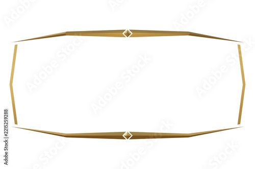 3d render of horizontal gold geometric frame with luxury metallic texture isolated on transparent background