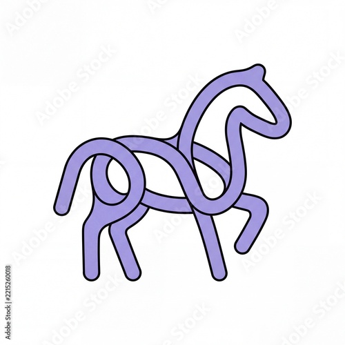 Minimalist Scandinavian Lavender Silicone Tubular Knot Horse Ornament Vector