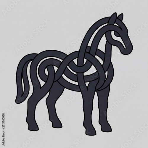 Minimalist Obsidian Volcanic Stone Primitive Horse Knot Vector