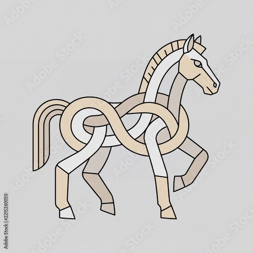 Primitive Angular Knot Horse Sculpture Vector Illustration