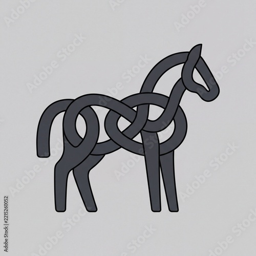 Obsidian Volcanic Stone Monolithic Knot Horse Illustration