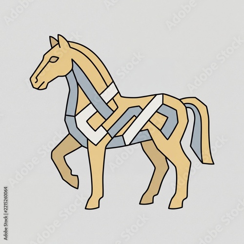 Primitive Angular Sandstone Horse Ornament Vector