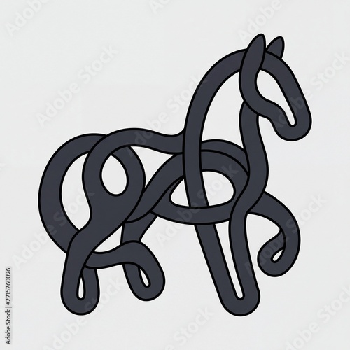 Primitive Obsidian Volcanic Stone Tubular Knot Horse Ornament