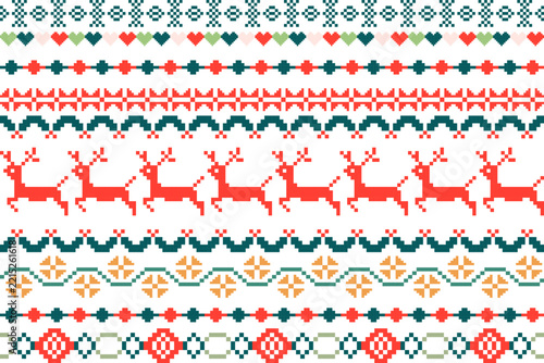 vector illustration of a set of christmas symbols seamless pattern