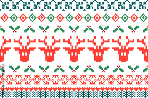vector illustration of a set of christmas symbols seamless pattern