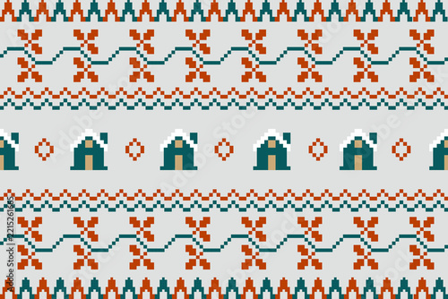vector illustration of a set of christmas symbols seamless pattern