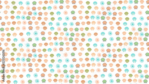 Seashell Pattern with Cartoon Faces