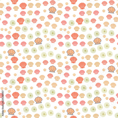Seashell Pattern with Cartoon Faces
