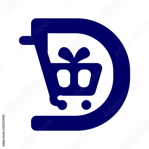 Letter D Shopping Cart and Gift Logo