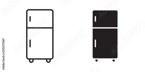 Fridge icon flat outline in black