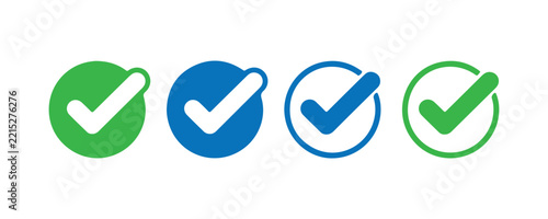 Blue and green verified badge icons with checkmark symbol for social media profile verification.