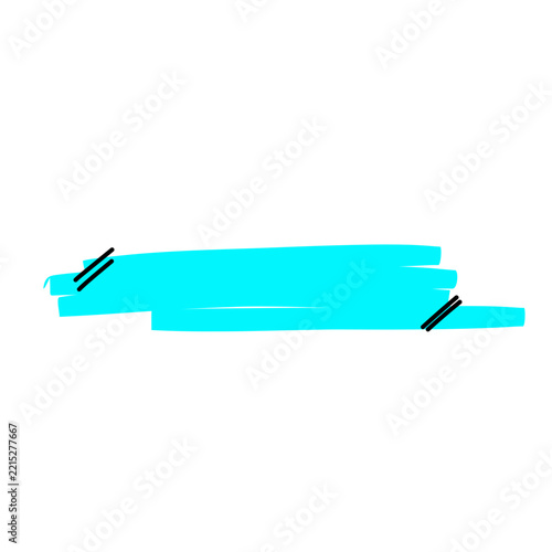 Blue Banner Ribbon with Sunburst Lines Doodle Vector Illustration
