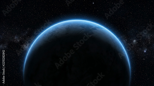 Earth rising above the horizon in a stunning view from outer space