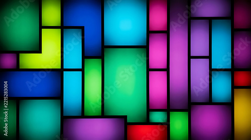 Vibrant abstract background with colorful overlapping rectangles and glowing light effects