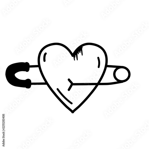 Hand Drawn Heart Line Art Vector Doodle Illustration Isolated