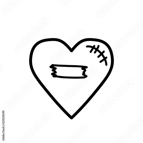 Hand Drawn Heart Line Art Vector Doodle Illustration Isolated