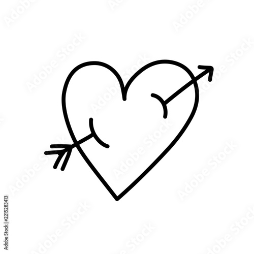 Hand Drawn Heart Line Art Vector Doodle Illustration Isolated