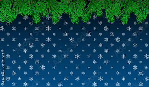 Christmas tree garland on snowflakes background