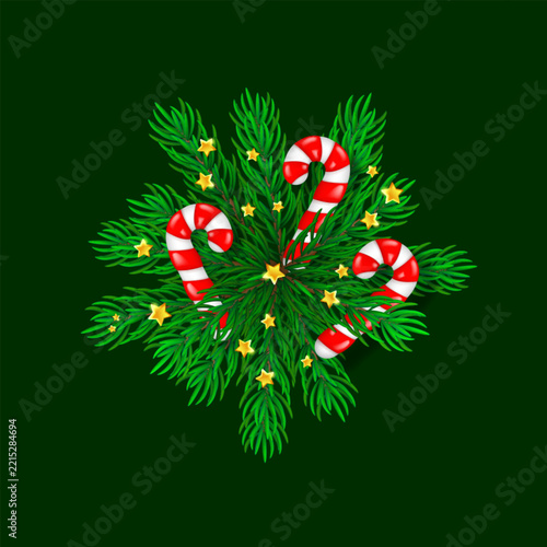 Christmas tree bouquet with Candy canes and golden confetti