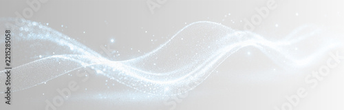 Dynamic luminous light wave with glittering particles. Magical swirling stardust trail isolated on transparent background. PNG overlay for cosmic or holiday design