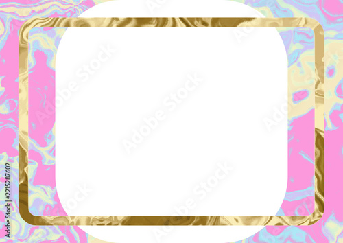 金枠角丸ピンク流体マーブル背景