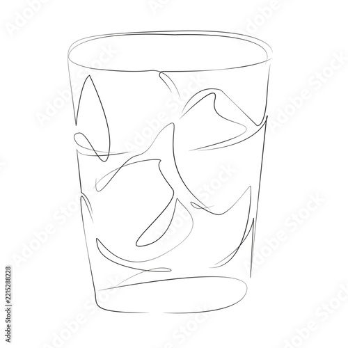 One continuous single drawing line art flat doodle whiskey, drink, gold, bourbon, glasses, alcohol, ice, scotch, brandy, liquid. Isolated image hand draw contour on a white background, hand drawn, not