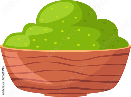 Freshly Prepared Guacamole in a Rustic Wooden Bowl.
