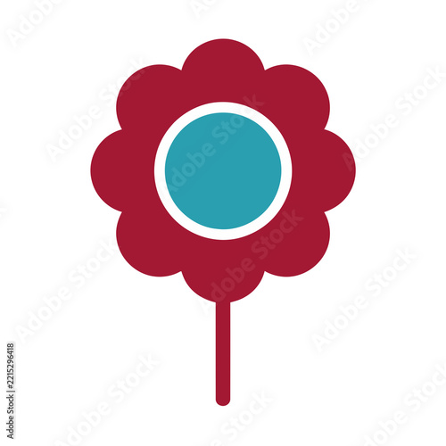 Stylized flower with red petals and blue center