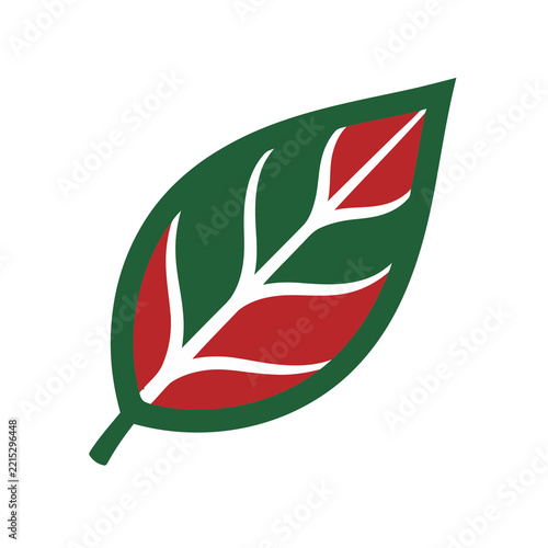 Stylized leaf graphic with green and red