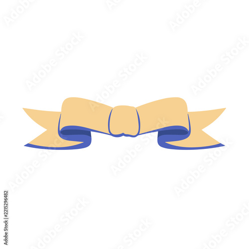Yellow ribbon banner with blue outline