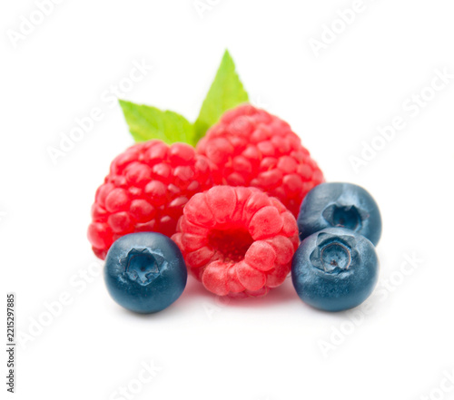 Raspberries with blueberries