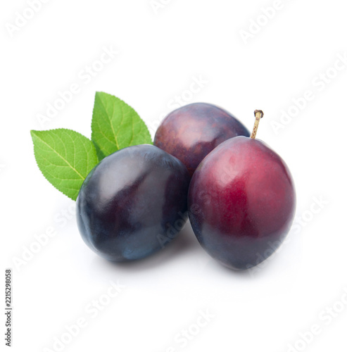 Sweet plums fruit with leaves