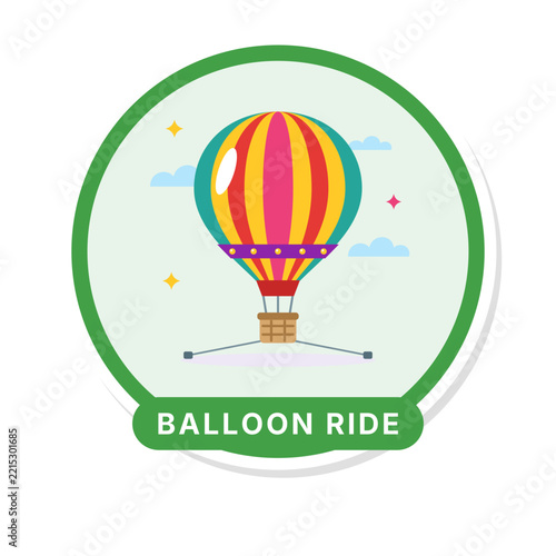 Tethered hot air balloon ride amusement park sticker