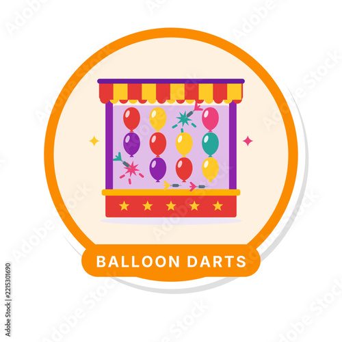 Balloon dart game stand amusement park sticker