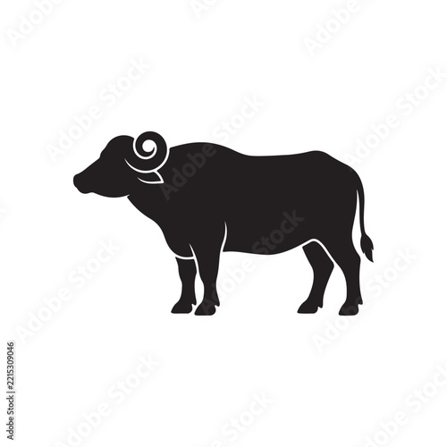 Murrah buffalo silhouette vector flat illustration design.Adobe Illustrator Artwork