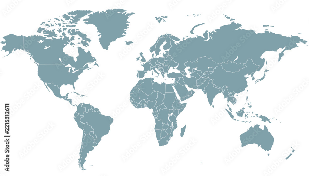 Fototapeta premium World map. Grey modern vector map. Silhouette map.