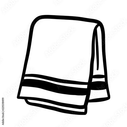 Minimalist hand drawn line art illustration of a folded kitchen napkin isolated on transparent background