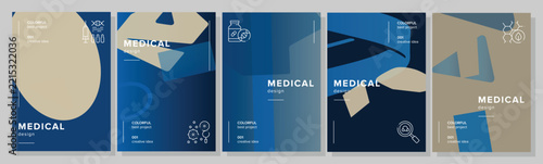 Deco blended mailshot medical abstract geometric a4 poster. diverse effect, square texture, variation cover, lively entrepreneur vector medical background illustration
