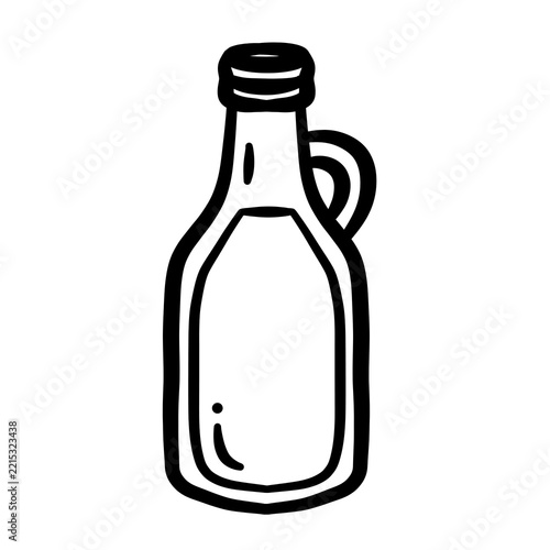 Minimalist hand drawn line art illustration of a cooking oil bottle isolated on transparent background