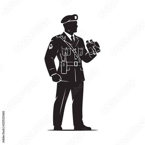 Army commander silhouette vector flat illustration design.Adobe Illustrator Artwork