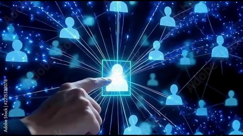 Corporate HR Professional Selecting Standout Candidate From Connected Digital Talent Network