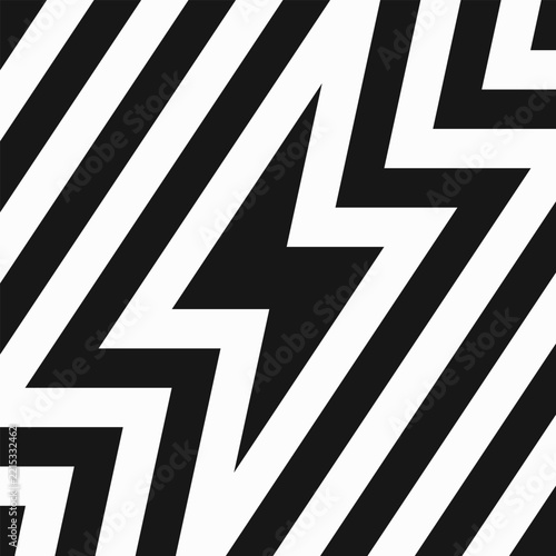Concentric Lightning Bolt Black White Background