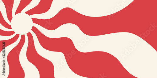 Groovy wave Christmas background in hippie retro vintage style. y2k psychedelic poster with abstract geometric, swirl, radial spiral shape. Vector stock illustration for design template comic art. 