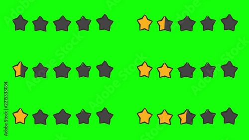 0.5まで細かく表現できるゆるい五つ星評価のアニメーションセット