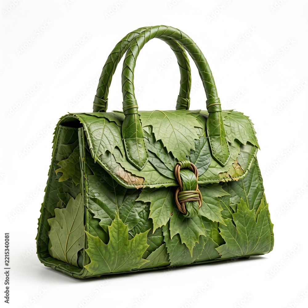 Fototapeta premium Shoping Bag Made With Leaf In White Background 