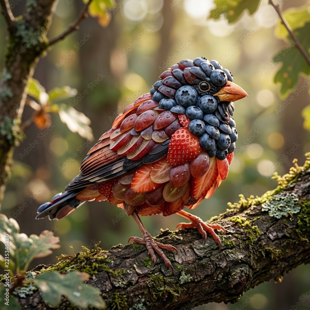 Fototapeta premium Small size Bird Made with mix fruit 