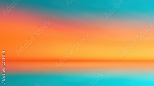 Horizon line divides vibrant orange and teal abstract colors.