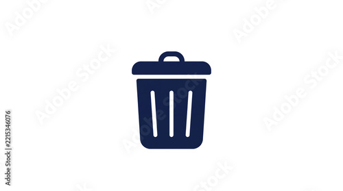 Navy blue trash can delete icon in flat UI style